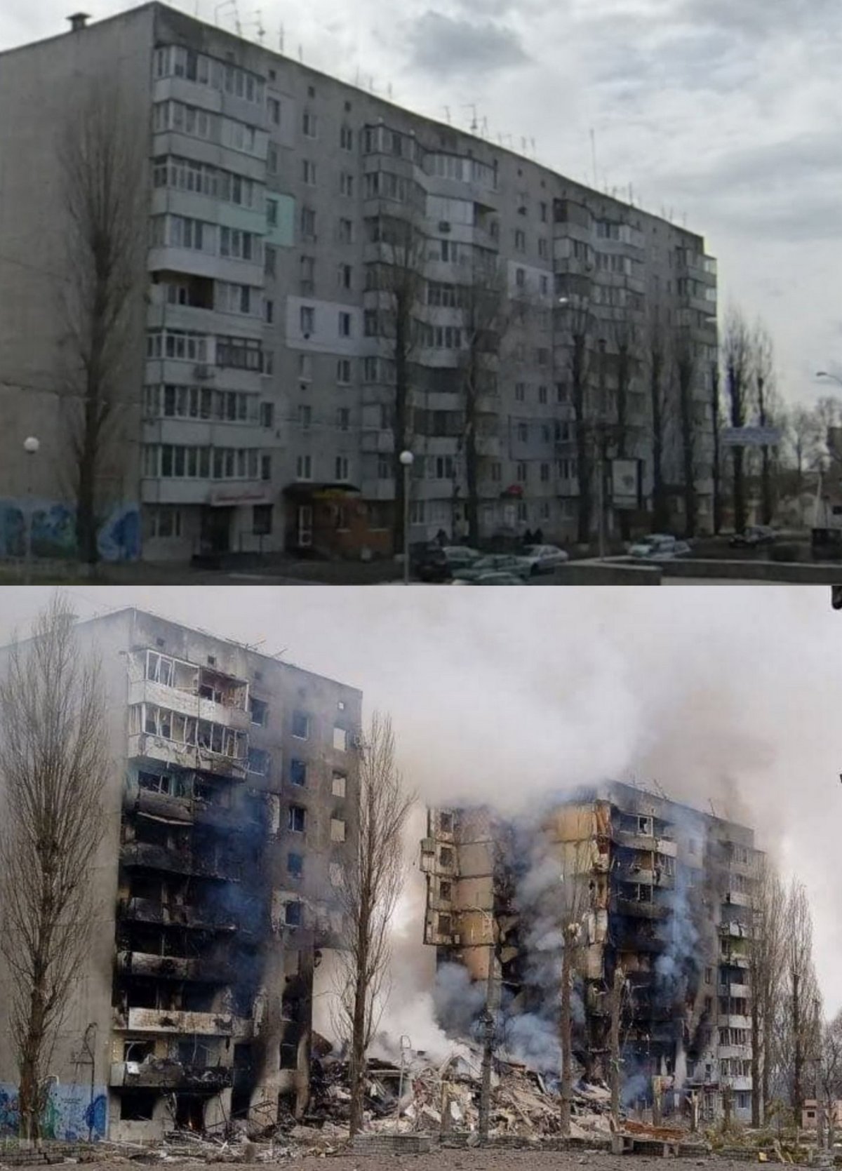 Avant et après : ces photos déchirantes de l’Ukraine montrent à quel point la guerre détruit tout