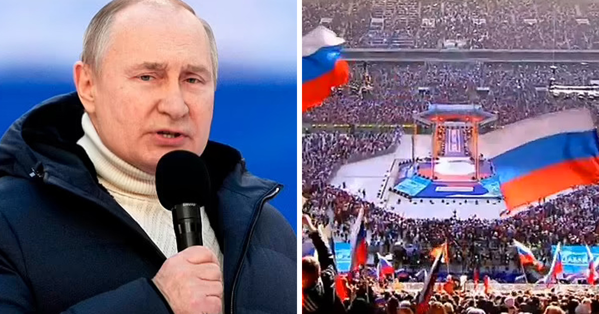 Vladimir Poutine organise un immense rassemblement devant des dizaines de milliers de Russes brandissant des drapeaux « Z »