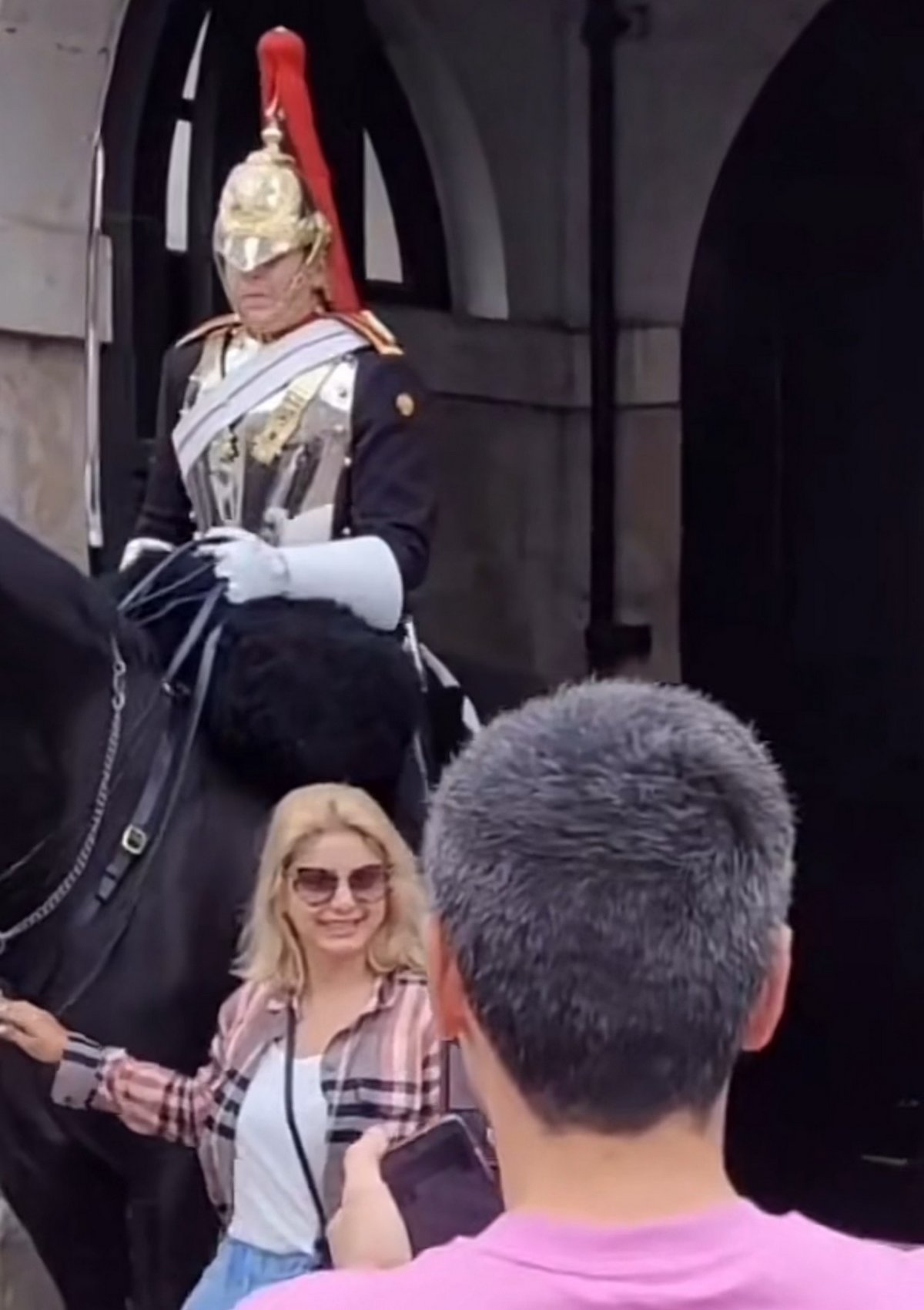 Une touriste se fait engueuler par un garde de la Reine après avoir touché son cheval