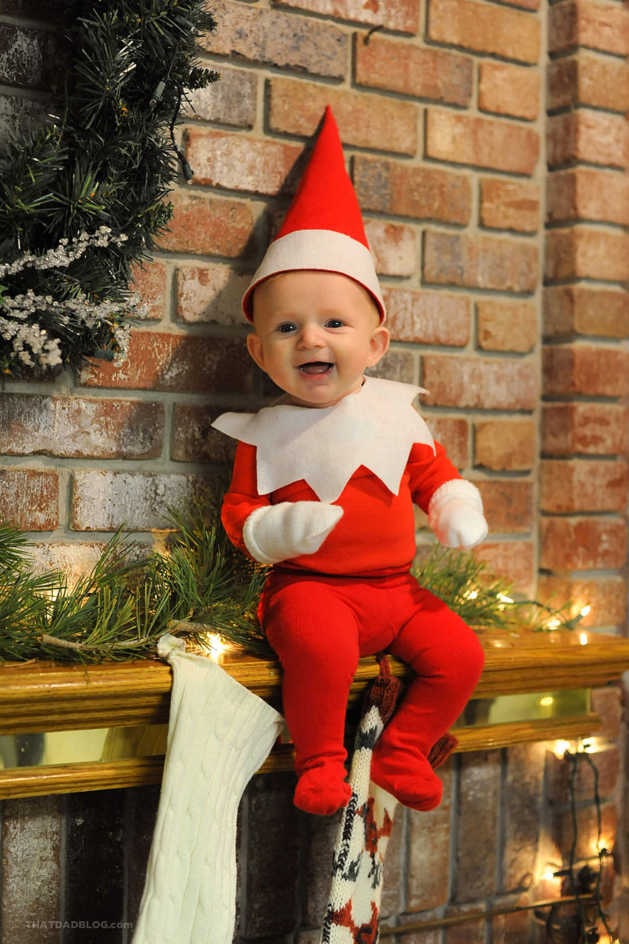 Ce papa de six enfants a transformé son bébé en adorable lutin de Noël (10  images) - ipnoze