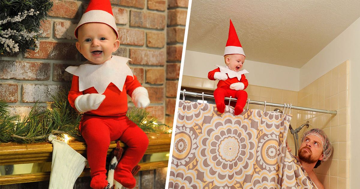 Ce papa de six enfants a transformé son bébé en adorable lutin de Noël (10  images) - ipnoze