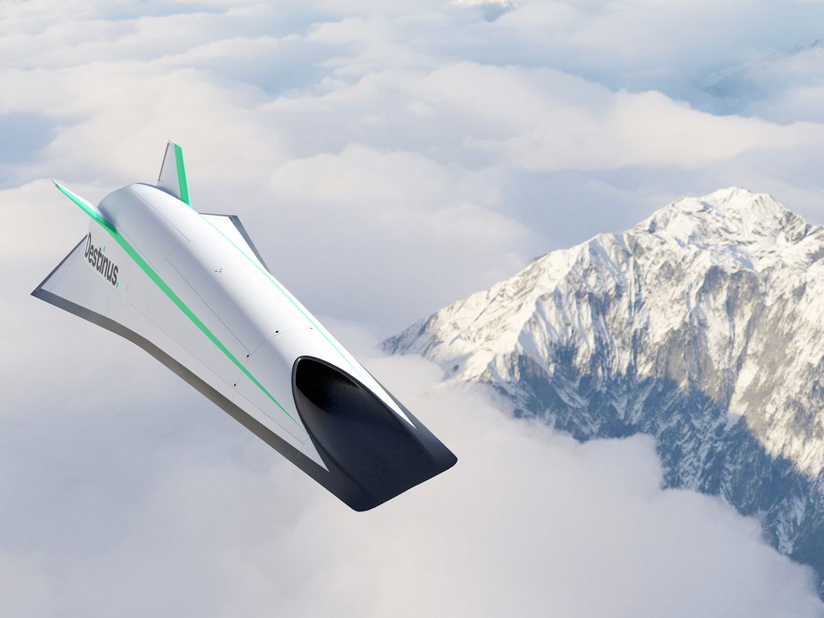 Destinus S, la première offre de la société dans le domaine hypersonique, est un jet d’affaires d’une capacité de 25 passagers. 
