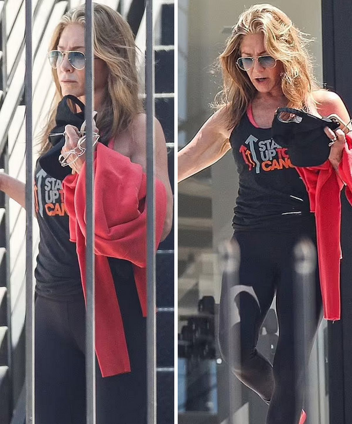 Après avoir terminé une récente séance d’entrainement, Jennifer Aniston est apparue remarquablement en forme.