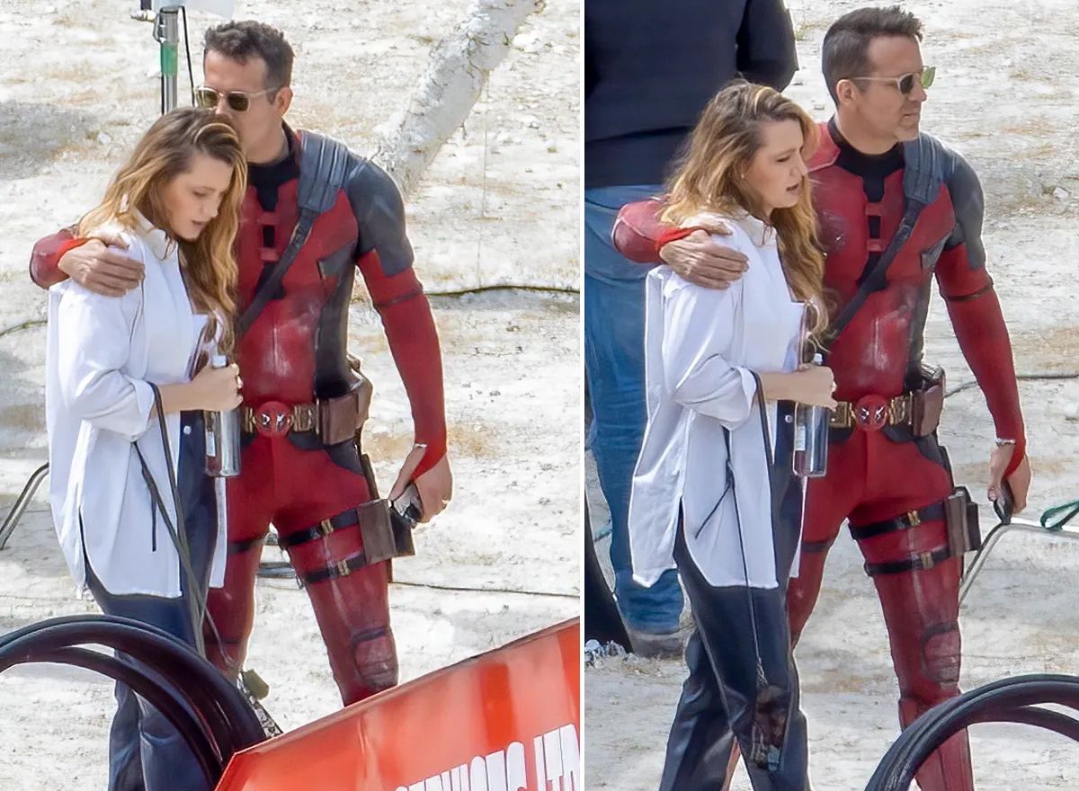 Lors de sa visite sur le lieu de tournage de Deadpool 3, Blake a reçu un baiser affectueux et un câlin chaleureux de la part de son époux, Ryan.