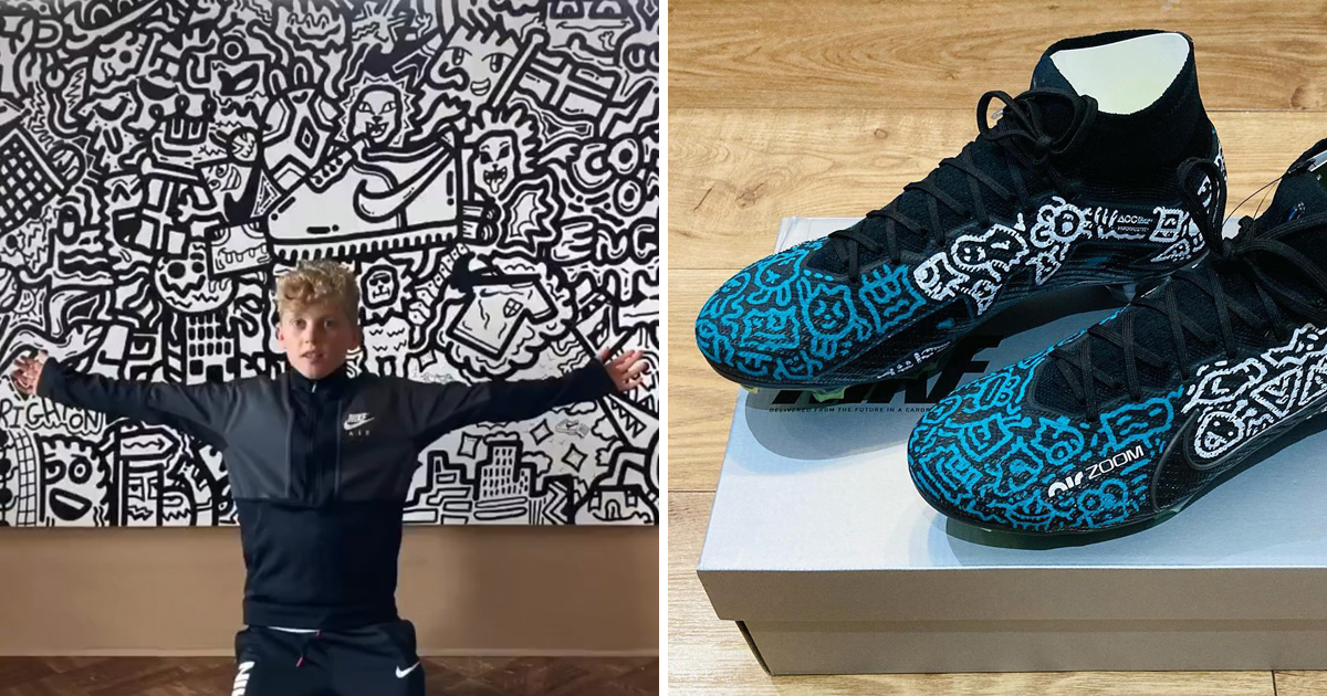 Joe Whale, surnommé « Doodle Boy » sur les réseaux sociaux, a transformé ses gribouillis à l'école en une campagne numérique de Nike.