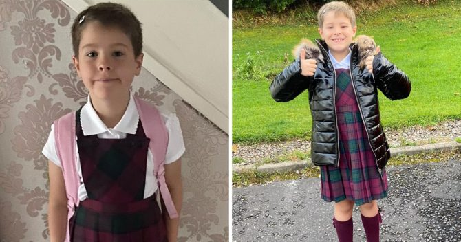 Theo Easton, un écolier écossais de sept ans, a commencé à porter des vêtements de fille à l'école.