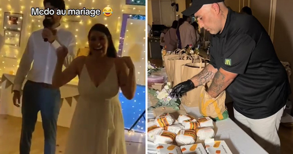 Thomas et Ophélie, deux jeunes mariés parisiens, ont servi du McDonald's à leurs invités lors de leur mariage au lieu d'un coûteux repas à trois plats.