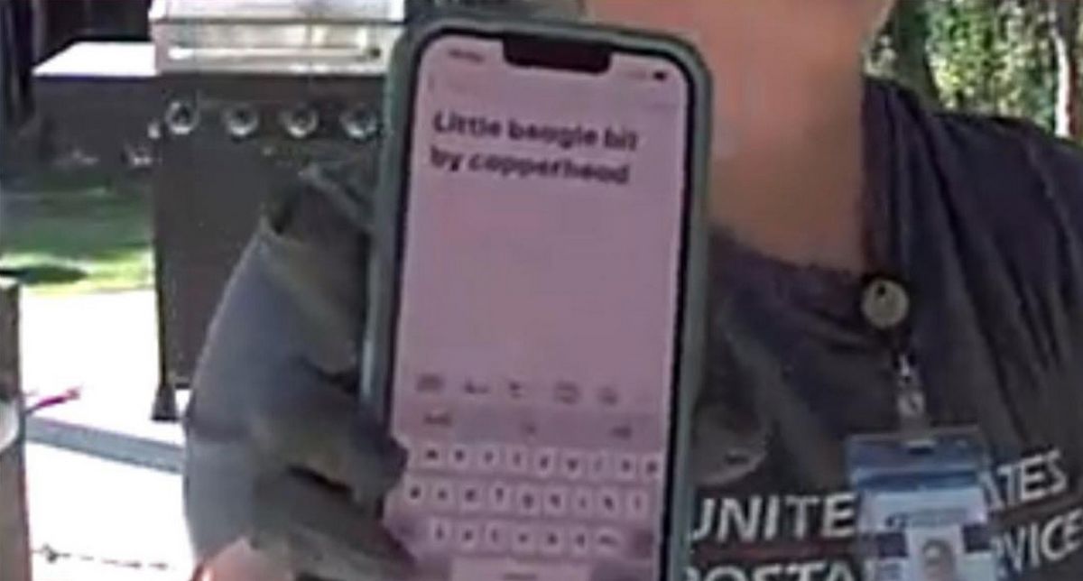 Elle a écrit un message sur son téléphone et l’a affiché devant la sonnette vidéo pour informer la famille du chien de la situation.